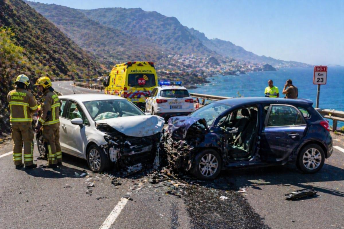 Zwei Verletzte nach Fahrzeugkollision auf Teneriffa – Verkehr (Autounfall)