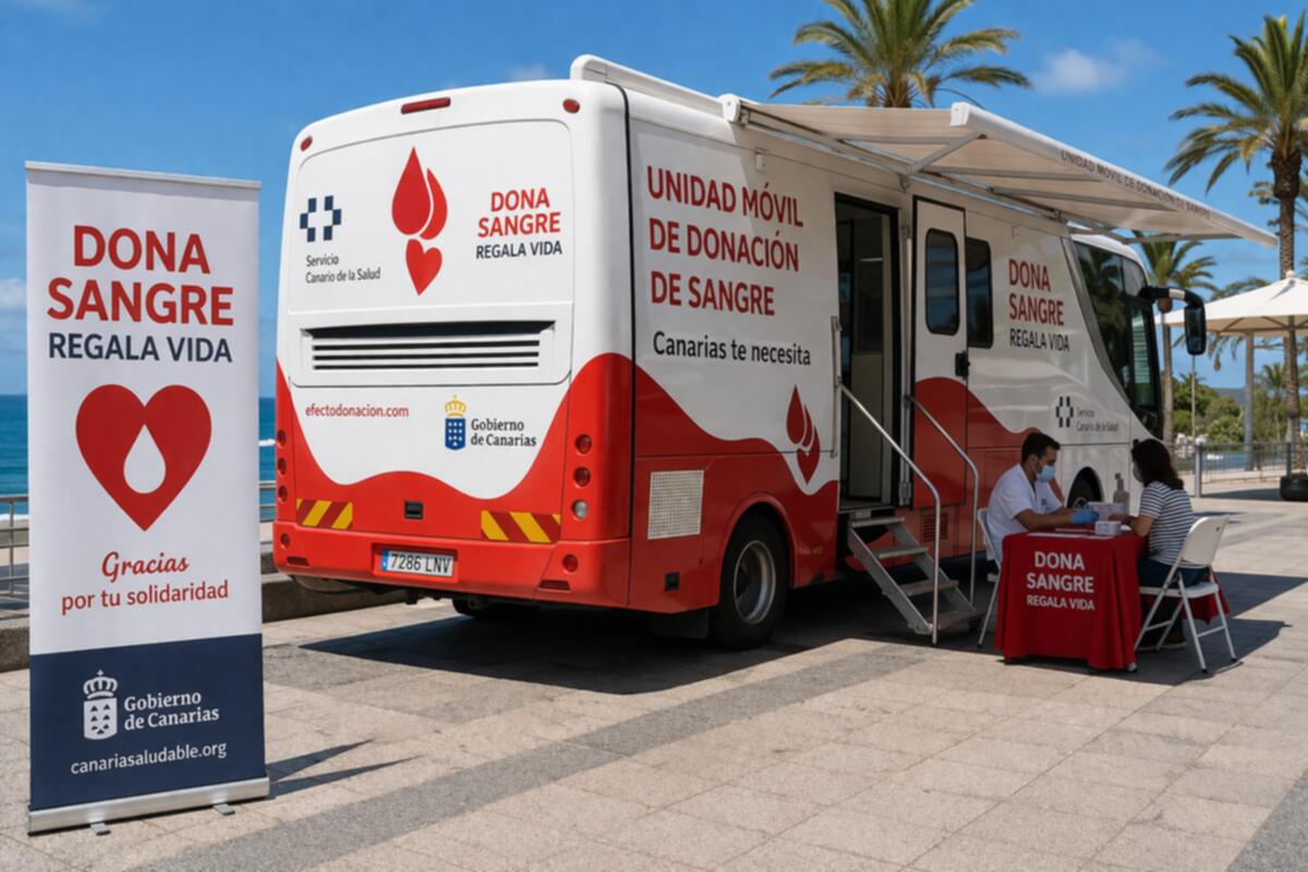 Mobile Blutspendeeinheit in Santa Lucía aktiv in Inselweit (Blutspenden)