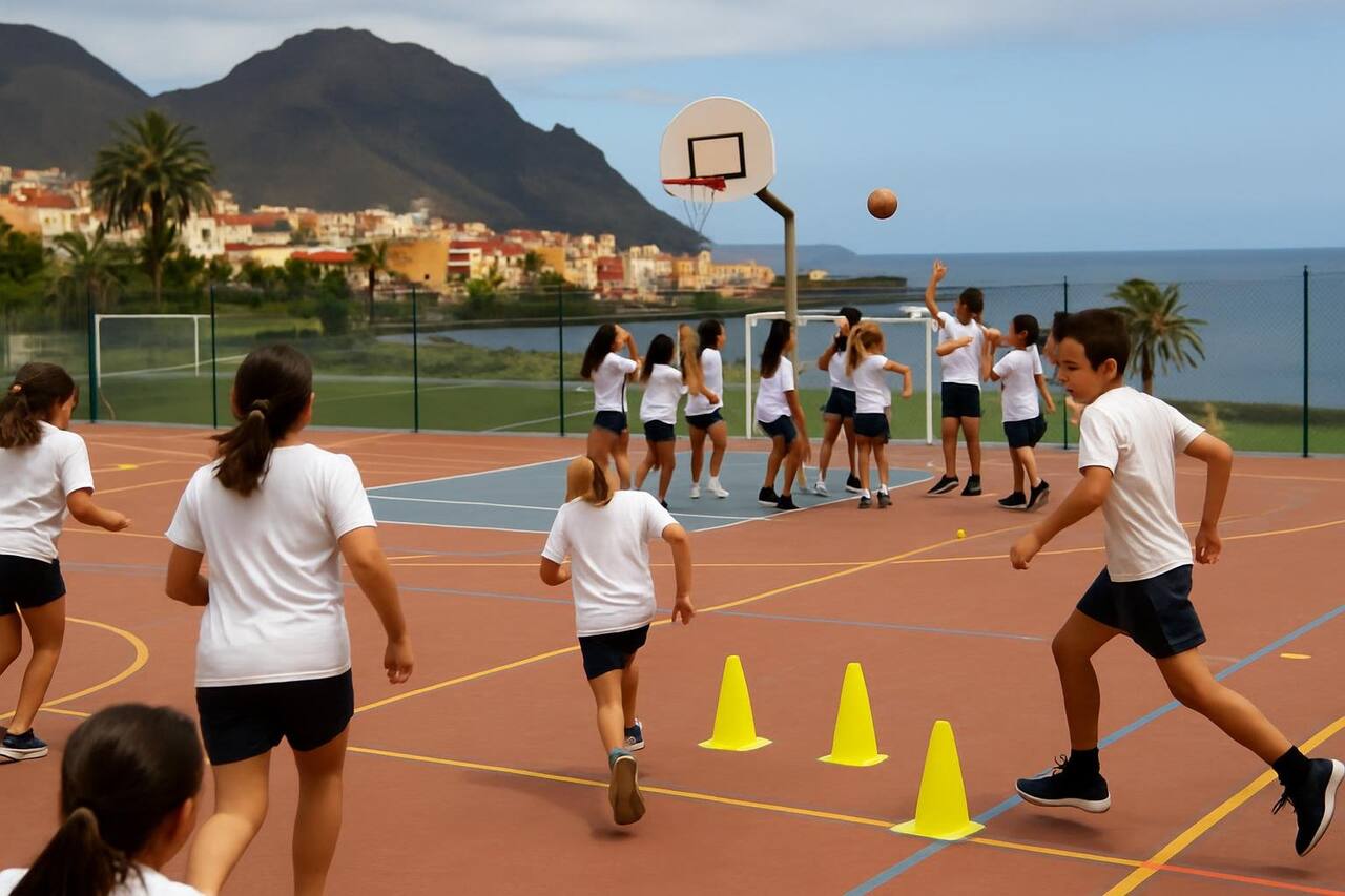 Premiere des künstlerischen Rollschuhlaufens bei den Schulmeisterschaften auf den Kanaren in Ferien Schule (Schulsport)
